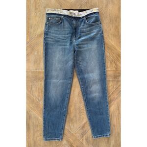 IRO Women's Jones Jeans Sequin Waistband Cropped‎ Light Blue High Rise Size 28